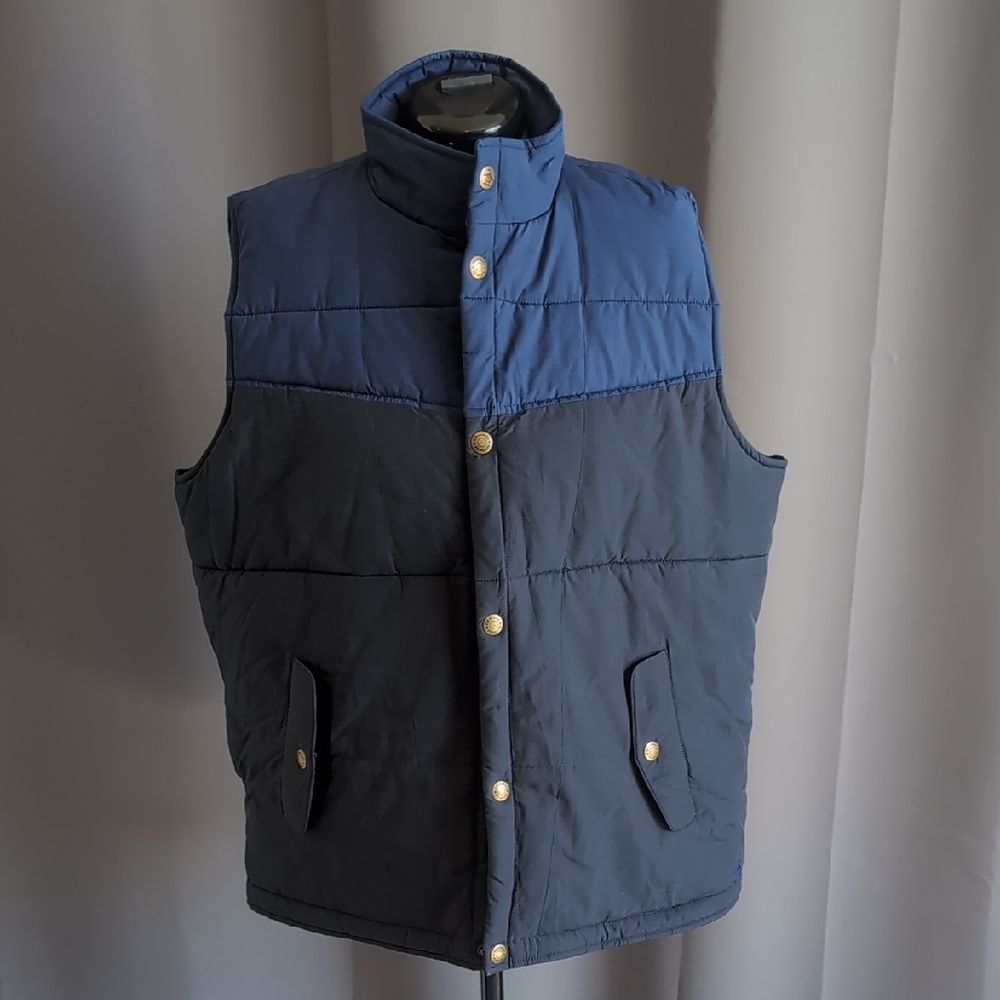 Original Penguin Men's Blue and Gray Quilted Vest